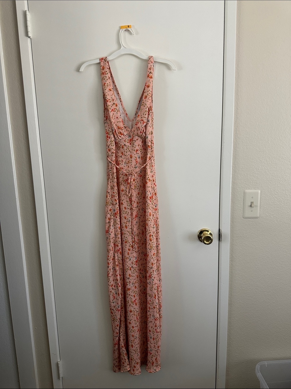 RESA Peach-Pink Floral V-Neck Maxi Dress